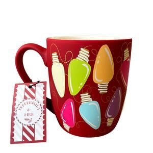 Peppermint & Pine Christmas Light Blub Coffee Mug Ceramic Soft Coated 12oz New